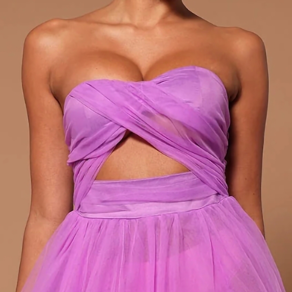 Fashion Nova Purple Strapless Prom Gown